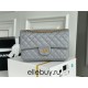 Chanel Classic Flap Bag in 2.55 Puffy Calfskin, Gray with Gold Hardware, Medium 24cm.