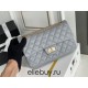 Chanel Classic Flap Bag in 2.55 Puffy Calfskin, Gray with Gold Hardware, Medium 24cm.