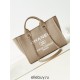 Chanel Beach Bag in Camel Color with White Letters, 33cm.