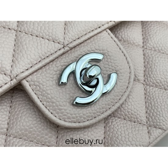 Chanel Classic Flap Bag in Pink with Silver Hardware, Lambskin Leather, Medium 25x16x7cm.