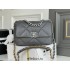 Chanel 19 Bag 22S in Gray with Silver Hardware, Small 26, Lambskin Leather, Hass Factory Leather, 26x16x9cm.