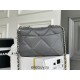 Chanel 19 Bag 22S in Gray with Silver Hardware, Small 26, Lambskin Leather, Hass Factory Leather, 26x16x9cm.