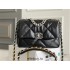 Chanel 19 Bag 22S in Black with Silver Hardware, Small 26, Lambskin Leather, Hass Factory Leather, 26x16x9cm.