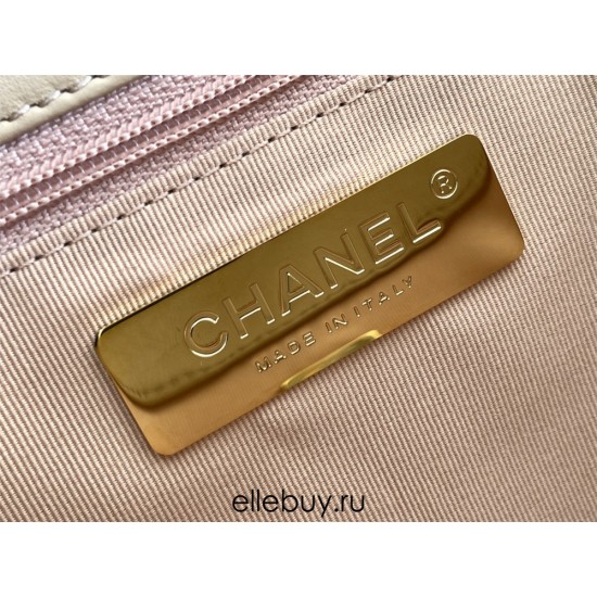 Chanel 19 Bag in Apricot with Gold Hardware, Small 26, Lambskin Leather, Hass Factory Leather, 26x16x9cm.