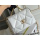 Chanel 19 Bag in White with Gold Hardware, Small 26, Lambskin Leather, Hass Factory Leather, 26x16x9cm.