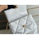 Chanel 19 Bag in White with Gold Hardware, Small 26, Lambskin Leather, Hass Factory Leather, 26x16x9cm.