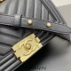 Chanel Le Boy Bag 67086, Medium 25, Calfskin Leather, Vertical Quilted, Black with Gold Hardware, 25cm.