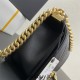 Chanel Le Boy Bag 67086, Medium 25, Calfskin Leather, Vertical Quilted, Black with Gold Hardware, 25cm.