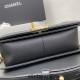 Chanel Le Boy Bag 67086, Medium 25, Calfskin Leather, Vertical Quilted, Black with Gold Hardware, 25cm.