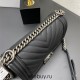 Chanel Le Boy Bag, Medium 25, Calfskin Leather, Vertical Quilted, Black with Silver Hardware, 25cm.