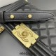 Chanel Le Boy Bag, Small 20, Calfskin Leather, Black with Gold Hardware, 20cm.