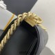 Chanel Le Boy Bag, Medium 25, Calfskin Leather, Black with Gold Hardware, 25cm.