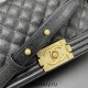 Chanel Le Boy Bag, Medium 25, Caviar Leather, Black with Gold Hardware, 25cm.