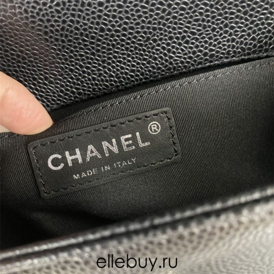 Chanel Le Boy Bag, Small 20, Caviar Leather, Black with Silver Hardware, 20cm.