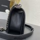 Chanel Le Boy Bag, Medium 25, Caviar Leather, Black with Silver Hardware, 25cm.