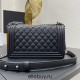 Chanel Le Boy Bag, Medium 25, Caviar Leather, Black with Silver Hardware, 25cm.