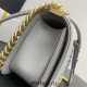 Chanel Le Boy Bag, Medium 25, Caviar Leather, Gray with Gold Hardware, 25cm.