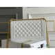 Chanel Le Boy Bag, Medium 25, Caviar Leather, White with Gold Hardware, 25cm.