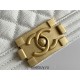 Chanel Le Boy Bag, Medium 25, Caviar Leather, White with Gold Hardware, 25cm.