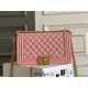 Chanel Le Boy Bag, Medium 25, Caviar Leather, Pink with Gold Hardware, 25cm.