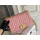 Chanel Le Boy Bag, Medium 25, Caviar Leather, Pink with Gold Hardware, 25cm.