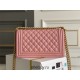 Chanel Le Boy Bag, Medium 25, Caviar Leather, Pink with Gold Hardware, 25cm.