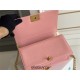 Chanel Le Boy Bag, Medium 25, Caviar Leather, Pink with Gold Hardware, 25cm.