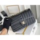 Chanel Classic Flap Bag in Medium 25, Black with Gold Hardware, Lambskin Leather, Hass Factory Leather, 25x16x7cm.