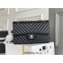 Chanel Classic Flap Bag in Medium 25, Black with Silver Hardware, Lambskin Leather, Hass Factory Leather, 25x16x7cm.