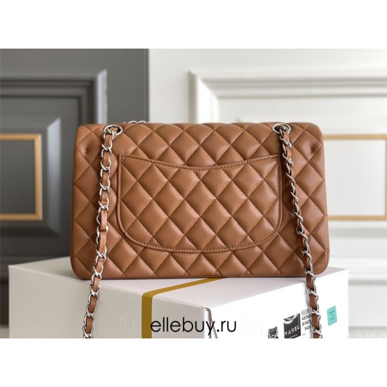 Chanel Classic Flap bag Medium 25 Caramel Silver Hardware Lambskin Hass Factory leather 25x16x7cm