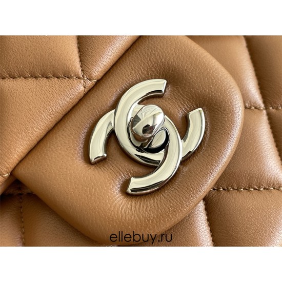 Chanel Classic Flap bag Medium 25 Caramel Silver Hardware Lambskin Hass Factory leather 25x16x7cm