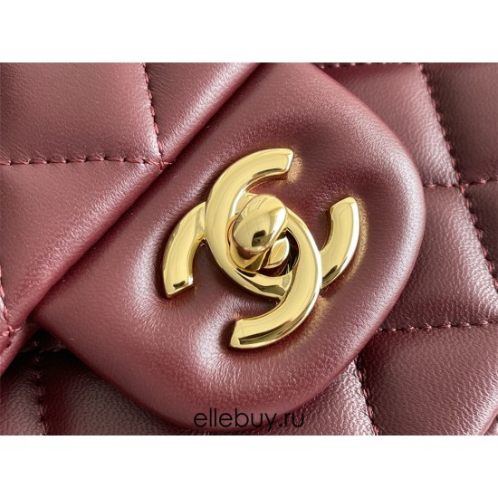 Chanel Classic Flap bag Medium 25 Burgundy Gold Hardware Lambskin Hass Factory leather 25x16x7cm