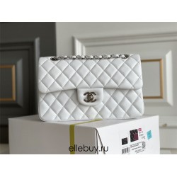 Chanel Classic Flap bag Small 23 White Silver Hardware Lambskin Hass Factory leather 15x23x6cm