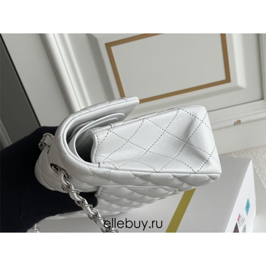 Chanel Classic Flap bag Small 23 White Silver Hardware Lambskin Hass Factory leather 15x23x6cm