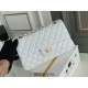 Chanel Classic Flap bag Medium 25 White Gold Hardware Lambskin Hass Factory leather 25x16x7cm