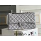 Chanel Classic Flap bag Medium 25 Grey Silver Hardware Lambskin Hass Factory leather 25x16x7cm