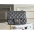 Chanel Classic Flap bag Mini 17 Grey Champagne Gold Hardware Lambskin Hass Factory leather 14x17x8cm