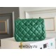 Chanel Classic Flap bag Mini 17 Green Champagne Gold Hardware Lambskin Hass Factory leather 14x17x8cm