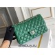 Chanel Classic Flap bag Medium 25 Green Champagne Gold Hardware Lambskin Hass Factory leather 25x16x7cm