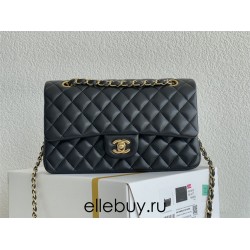 Chanel Classic Flap bag Medium 25 Black Gold Hardware Lambskin Hass Factory leather 25x16x7cm