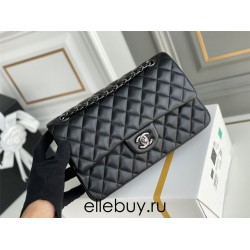 Chanel Classic Flap bag Medium 25 So Black All Black Lambskin Hass Factory leather 25x16x7cm