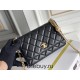 Chanel WOC Black Gold Hardware Camellia Clasp Lambskin Hass Factory leather 12x19x3.5cm