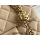 Chanel Classic Flap bag Mini 17 Apricot Gold Hardware Camellia Clasp Lambskin Hass Factory leather 14x17x8cm