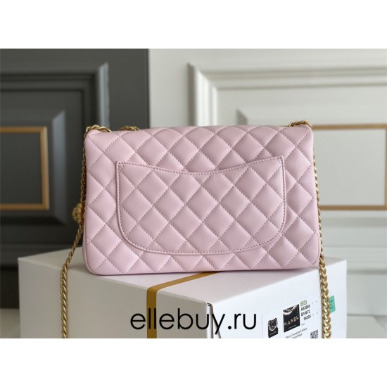 Chanel Classic Flap bag Small 23 Pink Gold Hardware Camellia Clasp Lambskin Hass Factory leather 15x23x6cm