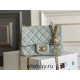 Chanel Classic Flap bag Mini 17 Light Blue Gold Hardware Camellia Clasp Lambskin Hass Factory leather 14x17x8cm