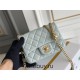 Chanel Classic Flap bag Mini 17 Light Blue Gold Hardware Camellia Clasp Lambskin Hass Factory leather 14x17x8cm