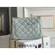 Chanel Classic Flap bag Mini 17 Light Blue Gold Hardware Camellia Clasp Lambskin Hass Factory leather 14x17x8cm