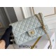 Chanel Classic Flap bag Small 23 Light Blue Gold Hardware Camellia Clasp Lambskin Hass Factory leather 15x23x6cm