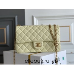 Chanel Classic Flap bag Small 23 Light Yellow Gold Hardware Camellia Clasp Lambskin Hass Factory leather 15x23x6cm