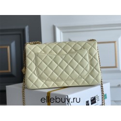 Chanel Classic Flap bag Small 23 Light Yellow Gold Hardware Camellia Clasp Lambskin Hass Factory leather 15x23x6cm